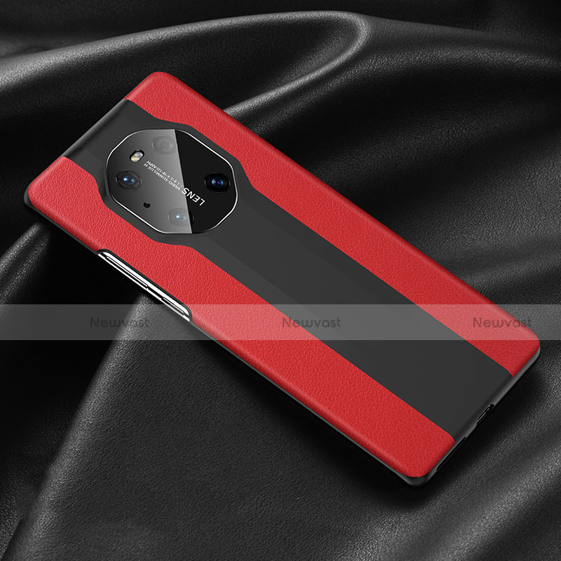 Soft Luxury Leather Snap On Case Cover R03 for Huawei Mate 40E Pro 4G Red
