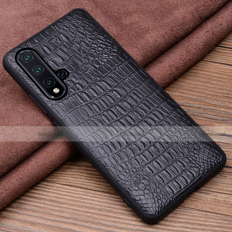 Soft Luxury Leather Snap On Case Cover R03 for Huawei Nova 5 Pro Black