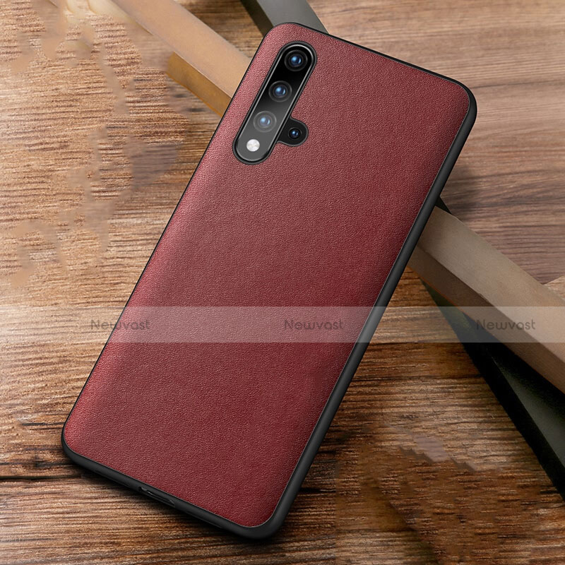 Soft Luxury Leather Snap On Case Cover R03 for Huawei Nova 5T Red
