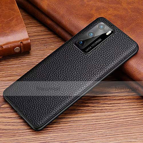 Soft Luxury Leather Snap On Case Cover R03 for Huawei P40 Black
