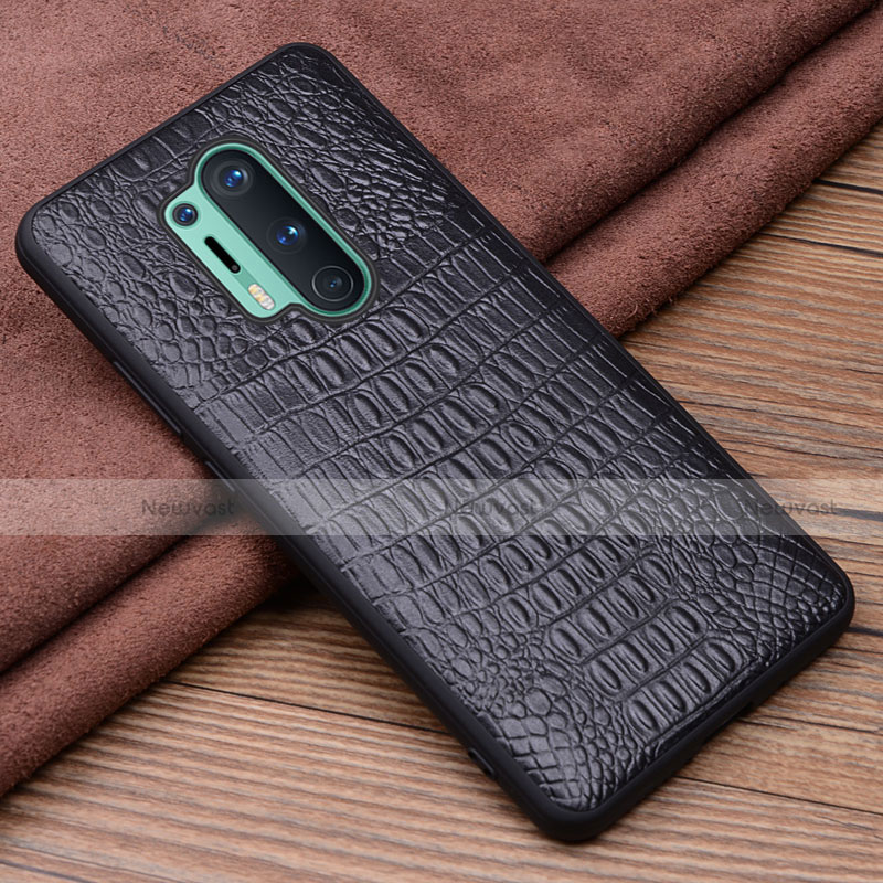 Soft Luxury Leather Snap On Case Cover R03 for OnePlus 8 Pro Black