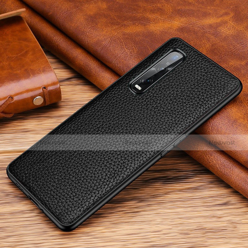 Soft Luxury Leather Snap On Case Cover R03 for Oppo Find X2 Pro Black
