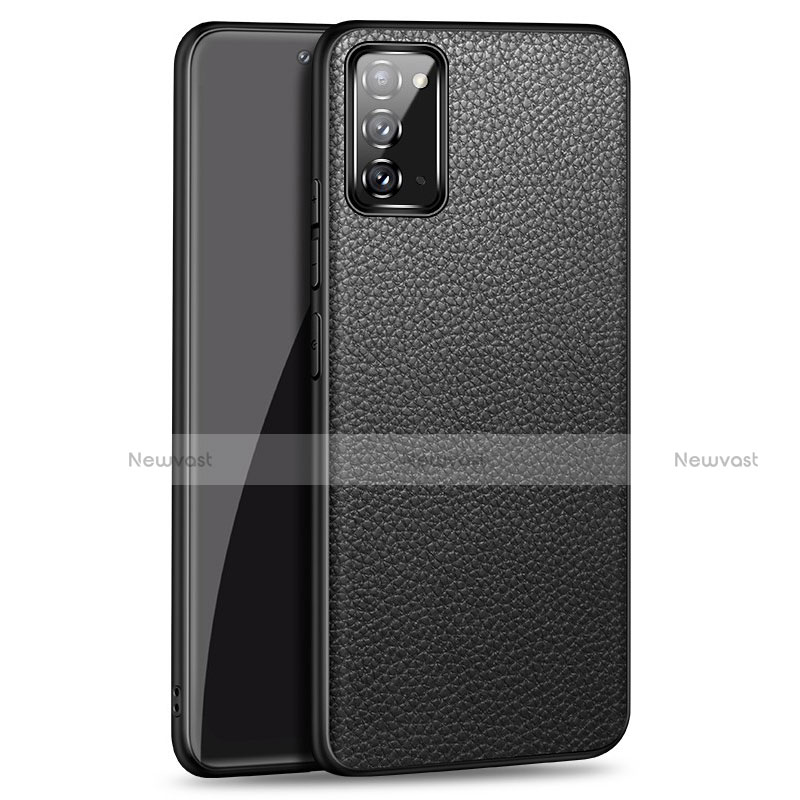 Soft Luxury Leather Snap On Case Cover R03 for Samsung Galaxy Note 20 5G Black