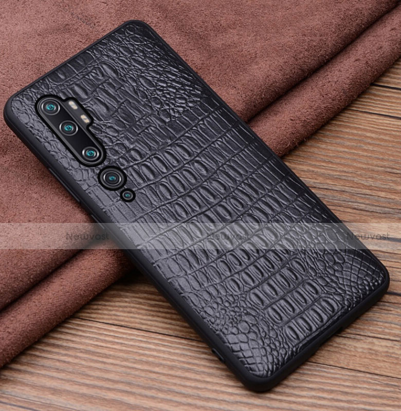 Soft Luxury Leather Snap On Case Cover R03 for Xiaomi Mi Note 10 Black