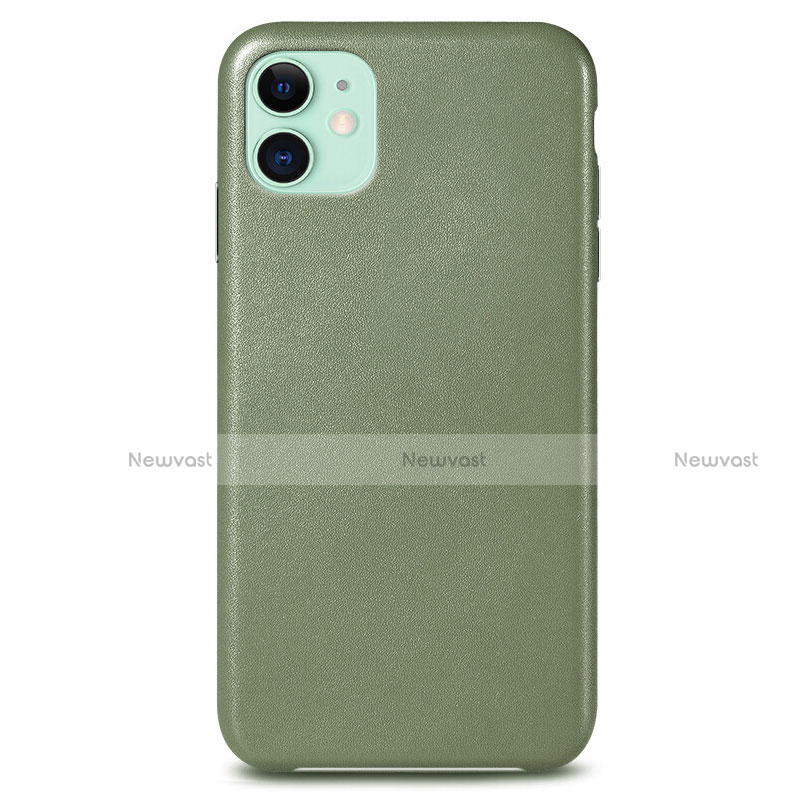 Soft Luxury Leather Snap On Case Cover R04 for Apple iPhone 11 Green