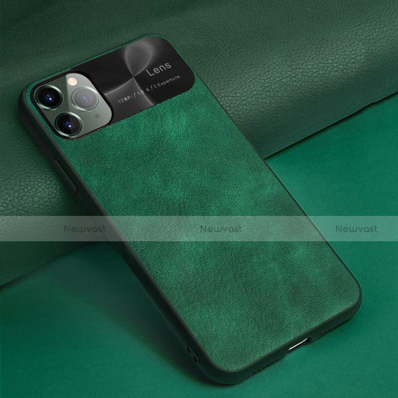 Soft Luxury Leather Snap On Case Cover R04 for Apple iPhone 11 Pro Green