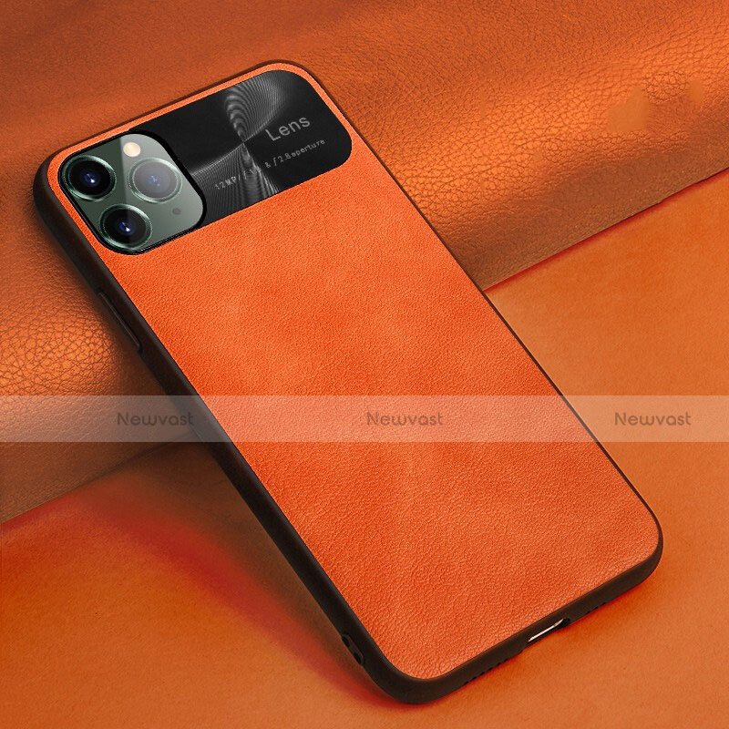 Soft Luxury Leather Snap On Case Cover R04 for Apple iPhone 11 Pro Max Orange