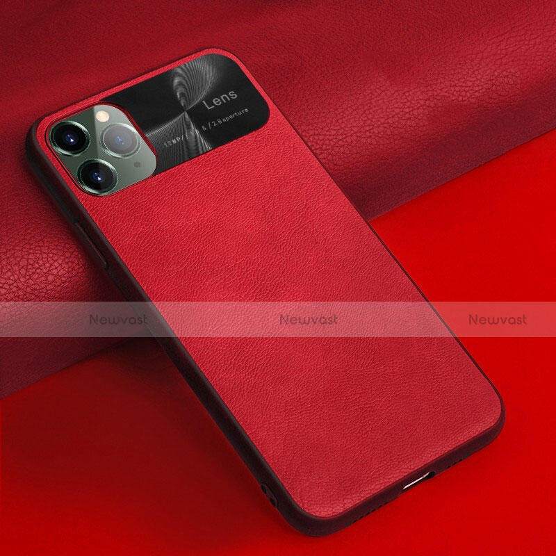 Soft Luxury Leather Snap On Case Cover R04 for Apple iPhone 11 Pro Max Red