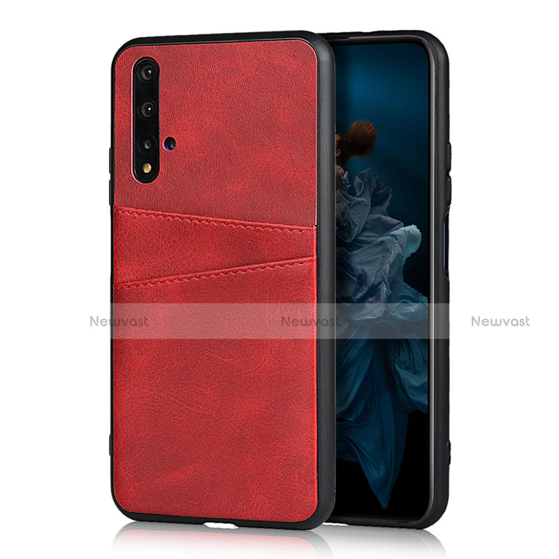 Soft Luxury Leather Snap On Case Cover R04 for Huawei Honor 20 Red