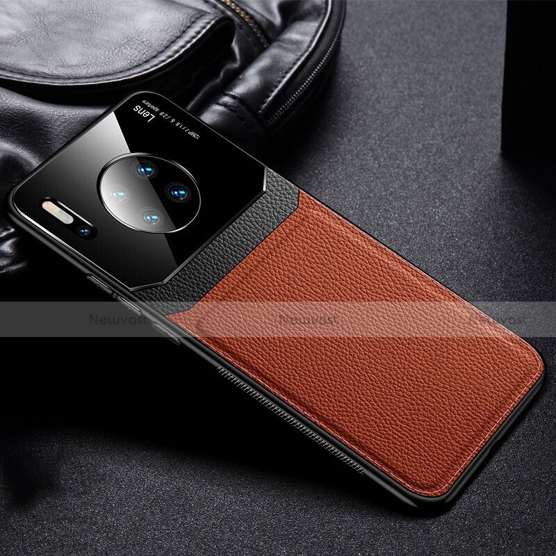 Soft Luxury Leather Snap On Case Cover R04 for Huawei Mate 30 Pro Brown