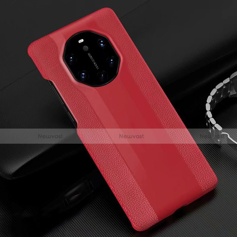 Soft Luxury Leather Snap On Case Cover R04 for Huawei Mate 40 RS Red