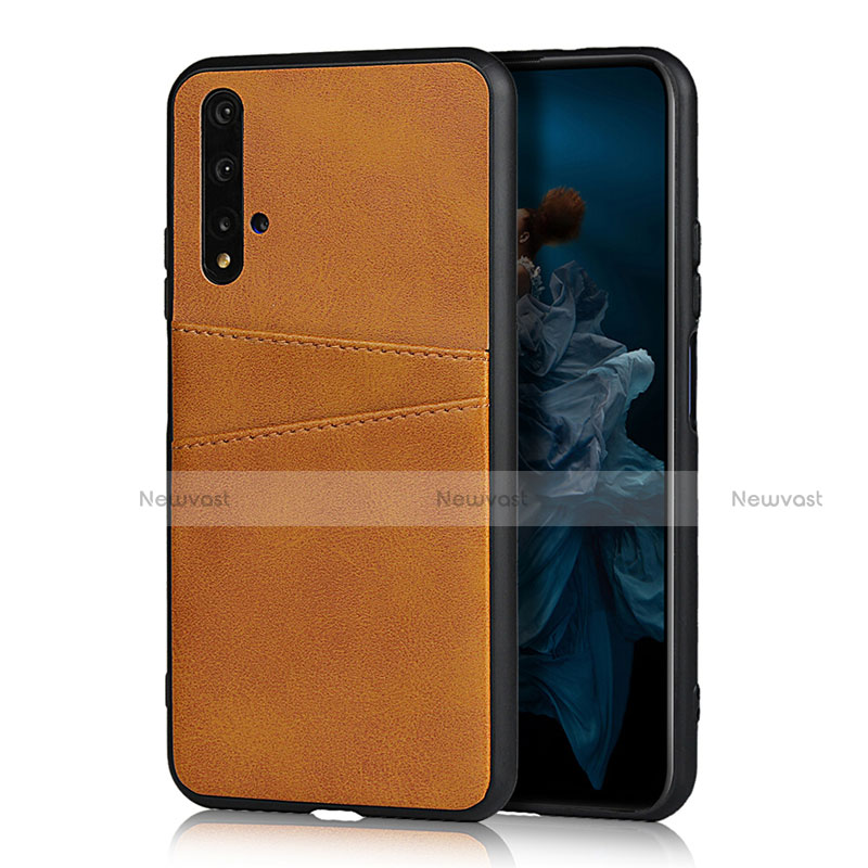 Soft Luxury Leather Snap On Case Cover R04 for Huawei Nova 5T Orange