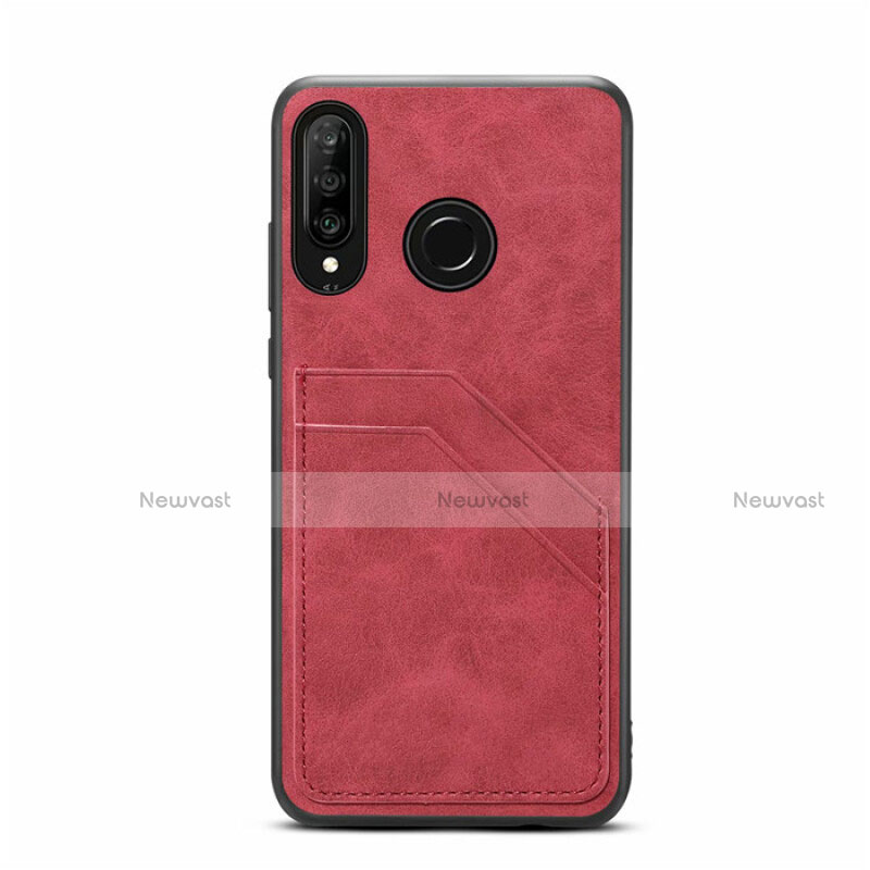 Soft Luxury Leather Snap On Case Cover R04 for Huawei P30 Lite Red