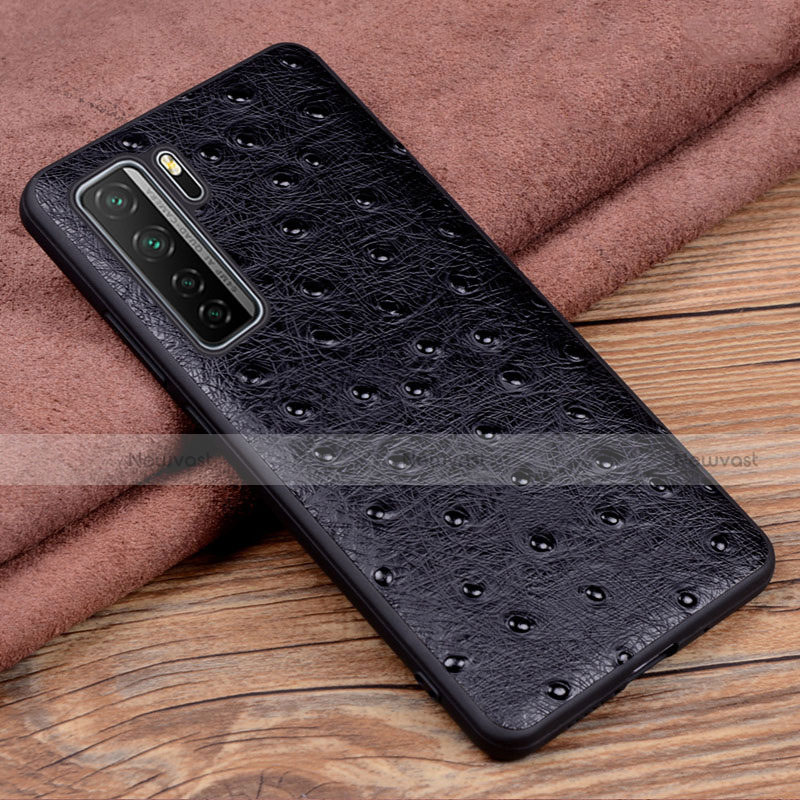 Soft Luxury Leather Snap On Case Cover R04 for Huawei P40 Lite 5G Black