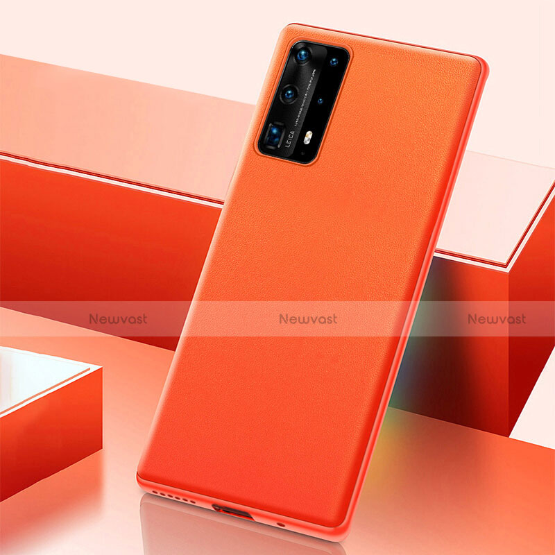 Soft Luxury Leather Snap On Case Cover R04 for Huawei P40 Pro+ Plus Orange