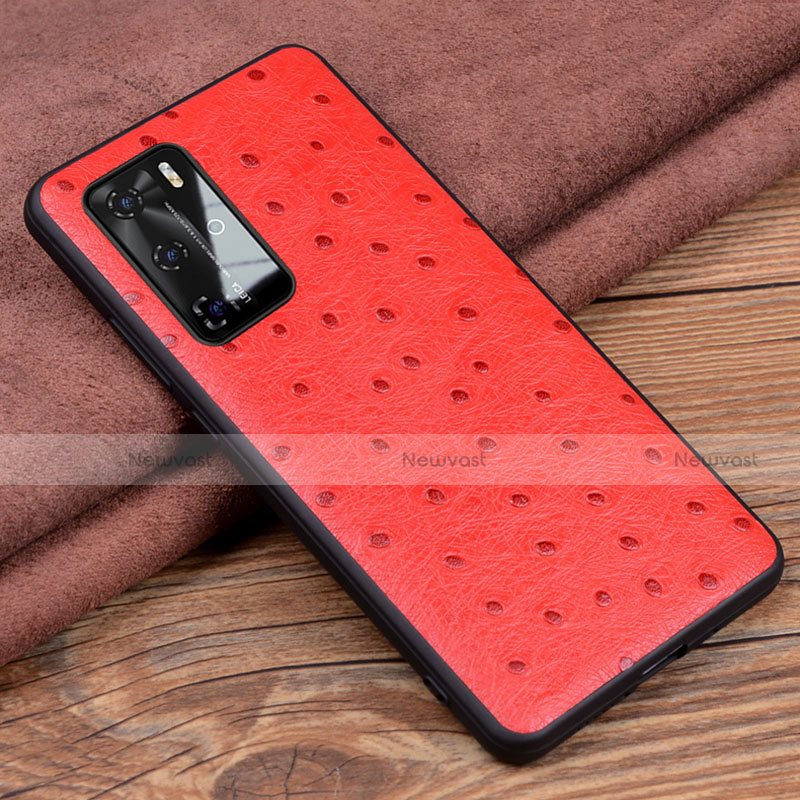 Soft Luxury Leather Snap On Case Cover R04 for Huawei P40 Pro Red