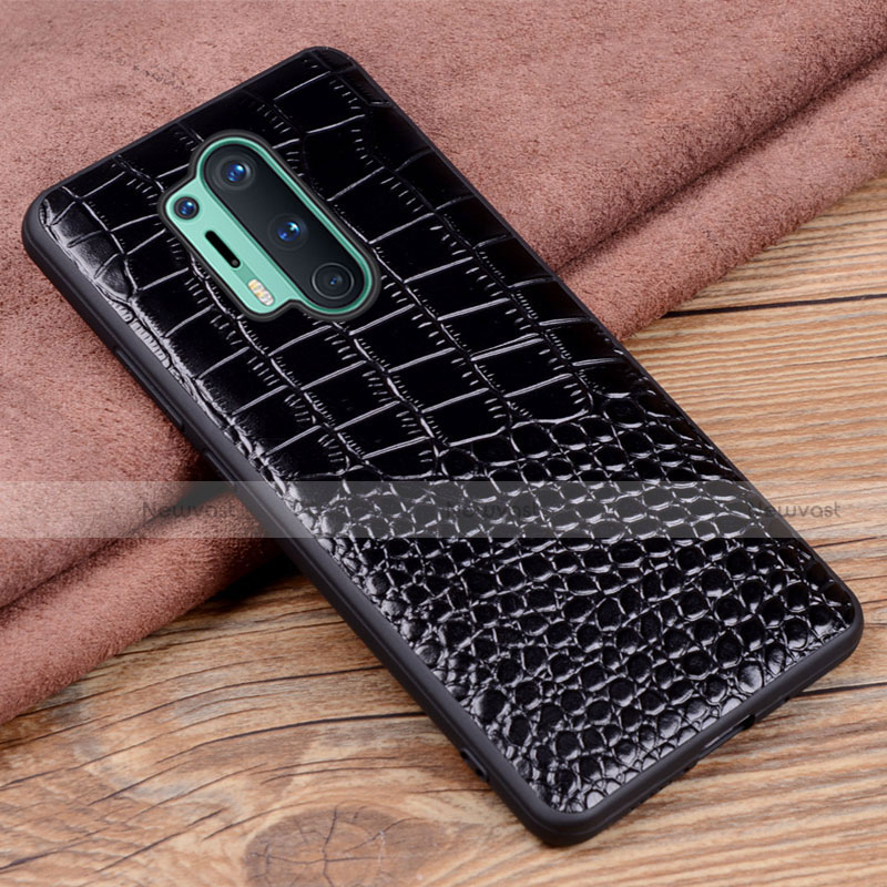 Soft Luxury Leather Snap On Case Cover R04 for OnePlus 8 Pro Black