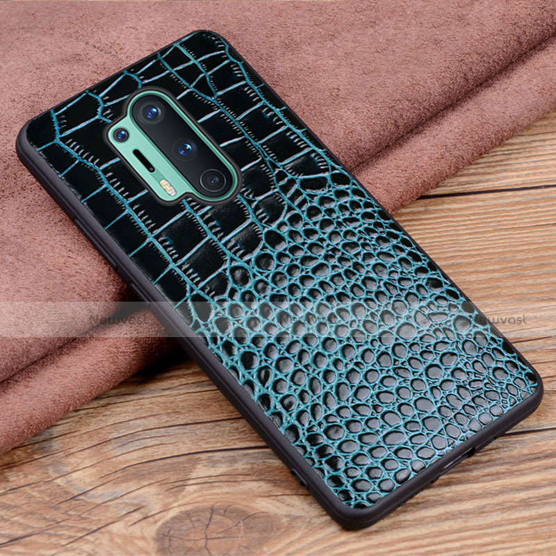 Soft Luxury Leather Snap On Case Cover R04 for OnePlus 8 Pro Blue