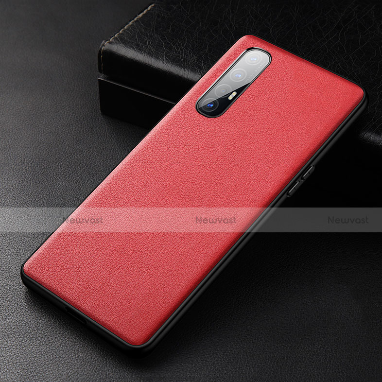 Soft Luxury Leather Snap On Case Cover R04 for Oppo Reno3 Pro Red