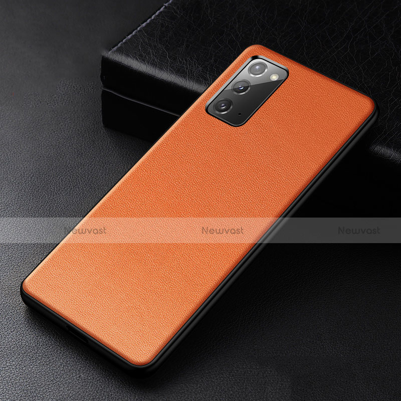 Soft Luxury Leather Snap On Case Cover R04 for Samsung Galaxy Note 20 5G Orange