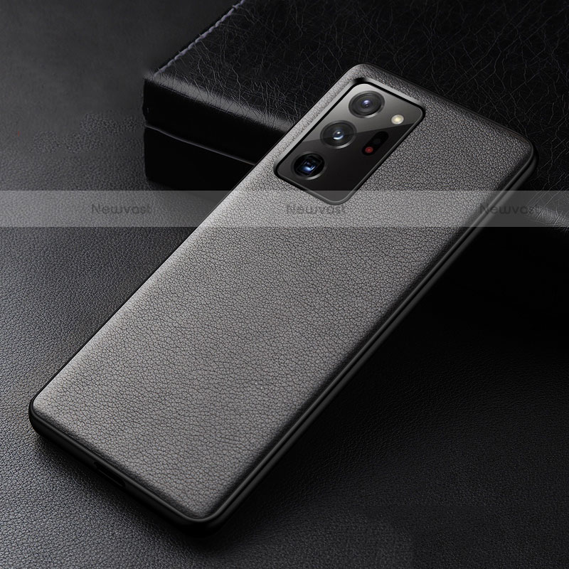 Soft Luxury Leather Snap On Case Cover R04 for Samsung Galaxy Note 20 Ultra 5G Black