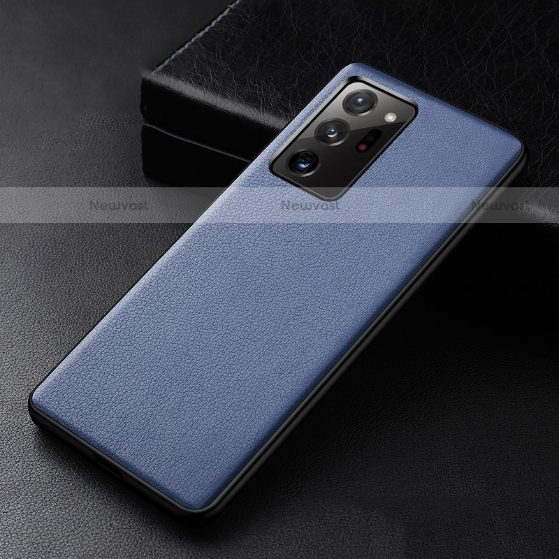 Soft Luxury Leather Snap On Case Cover R04 for Samsung Galaxy Note 20 Ultra 5G Blue