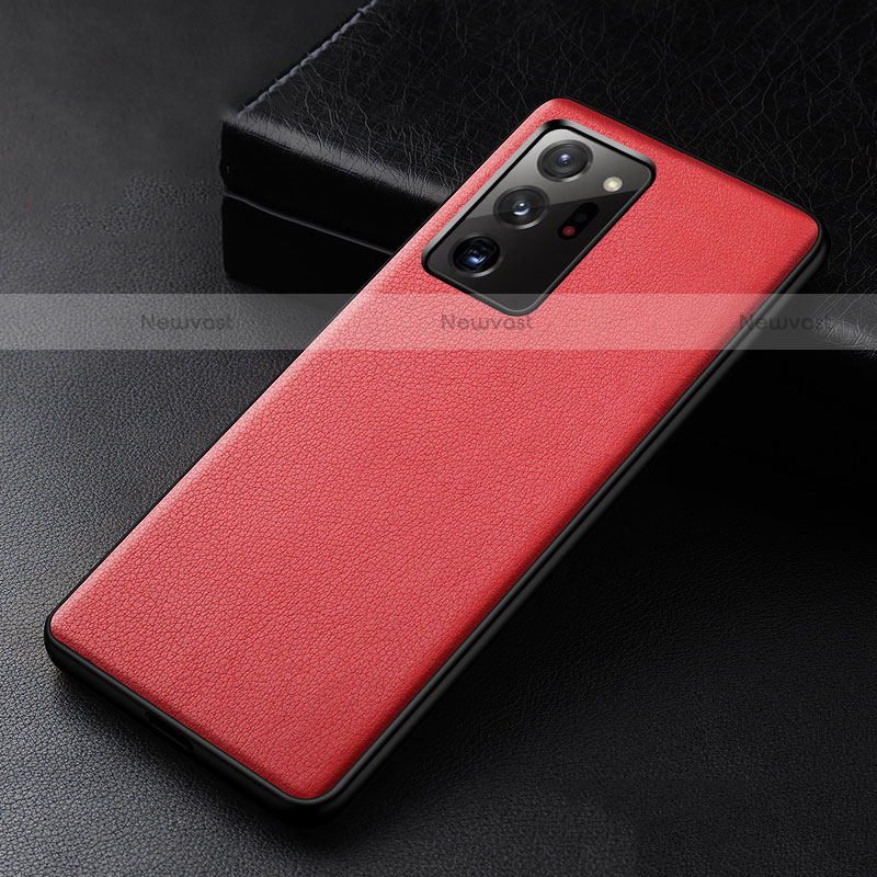 Soft Luxury Leather Snap On Case Cover R04 for Samsung Galaxy Note 20 Ultra 5G Red