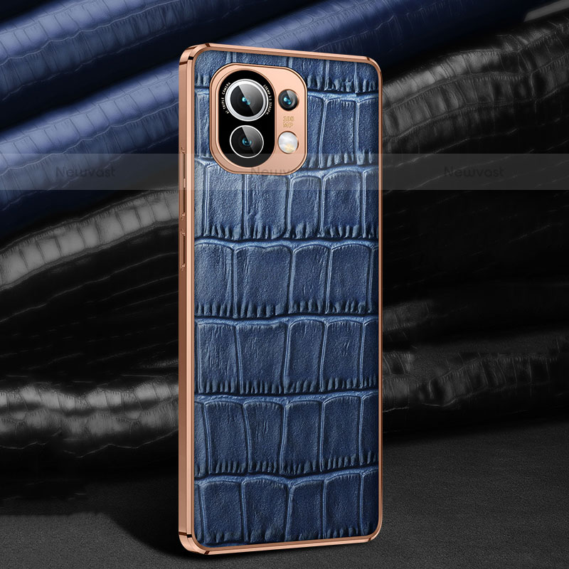 Soft Luxury Leather Snap On Case Cover R04 for Xiaomi Mi 11 5G Blue