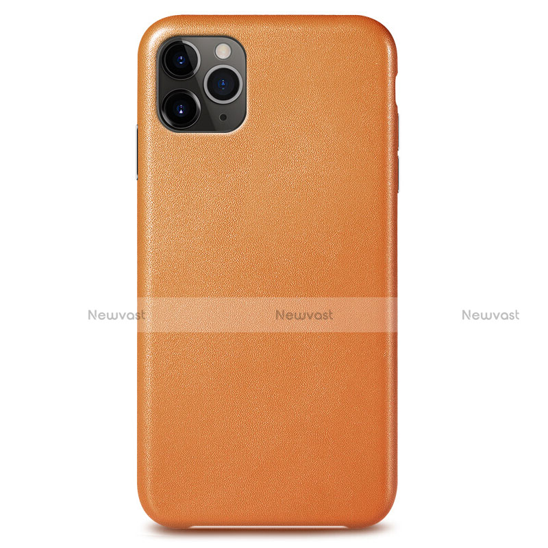 Soft Luxury Leather Snap On Case Cover R05 for Apple iPhone 11 Pro Max Orange