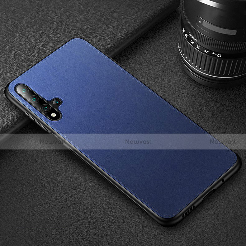 Soft Luxury Leather Snap On Case Cover R05 for Huawei Honor 20 Blue