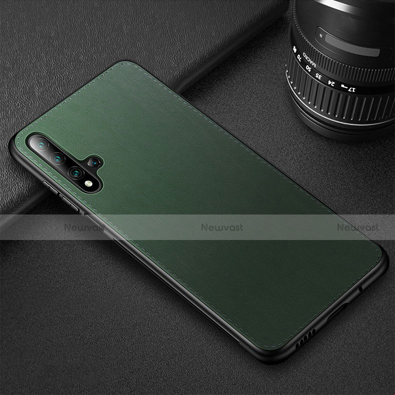 Soft Luxury Leather Snap On Case Cover R05 for Huawei Honor 20 Green