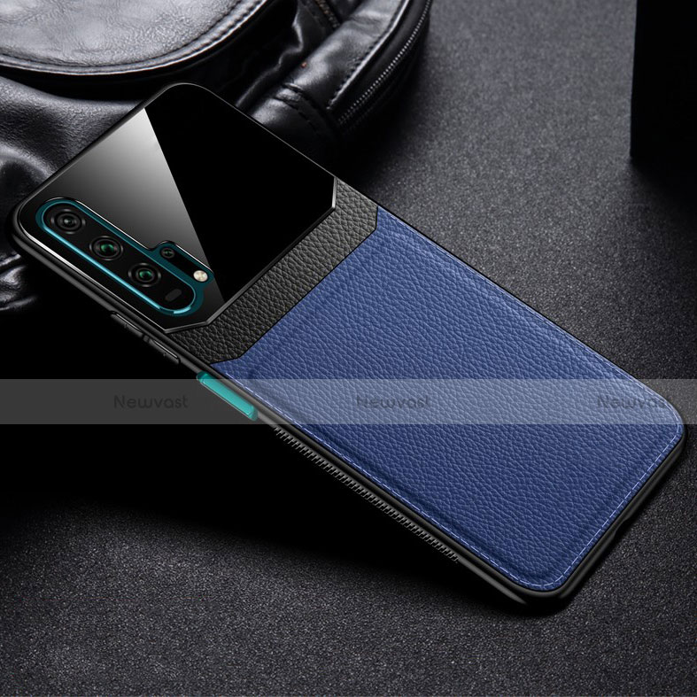 Soft Luxury Leather Snap On Case Cover R05 for Huawei Honor 20 Pro Blue