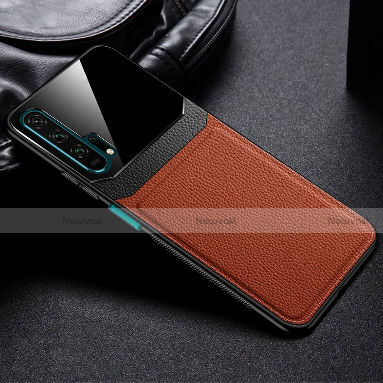 Soft Luxury Leather Snap On Case Cover R05 for Huawei Honor 20 Pro Brown