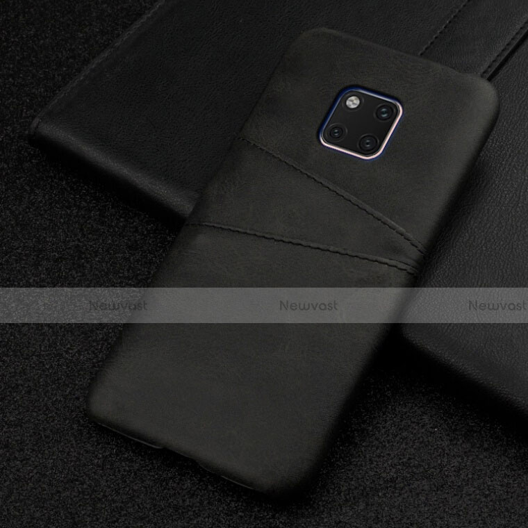 Soft Luxury Leather Snap On Case Cover R05 for Huawei Mate 20 Pro Black