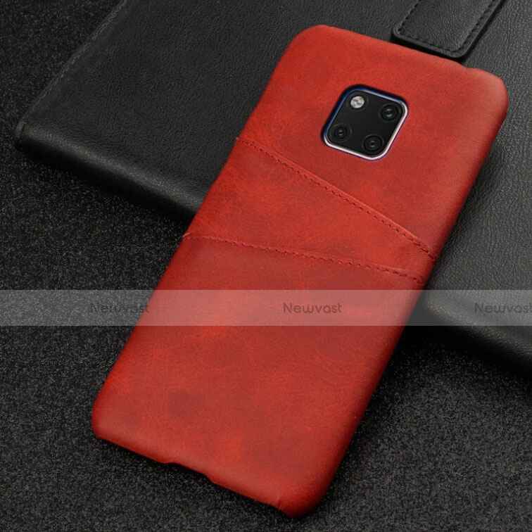 Soft Luxury Leather Snap On Case Cover R05 for Huawei Mate 20 Pro Brown