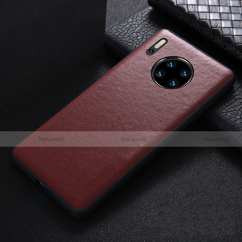 Soft Luxury Leather Snap On Case Cover R05 for Huawei Mate 30E Pro 5G Red Wine