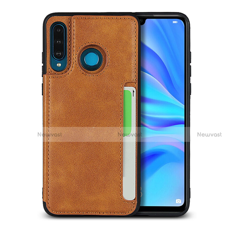 Soft Luxury Leather Snap On Case Cover R05 for Huawei P30 Lite New Edition Orange