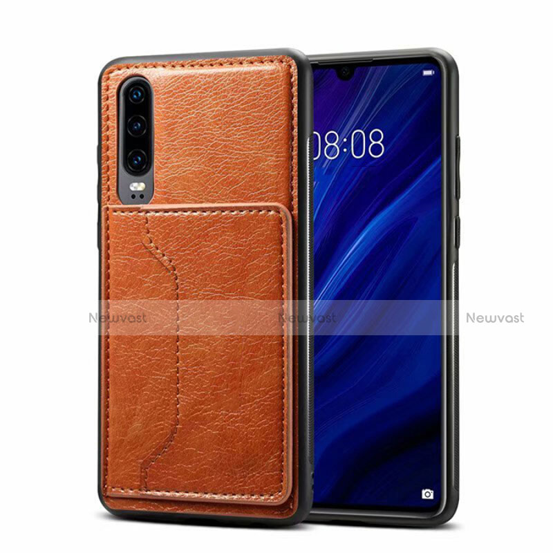 Soft Luxury Leather Snap On Case Cover R05 for Huawei P30 Orange