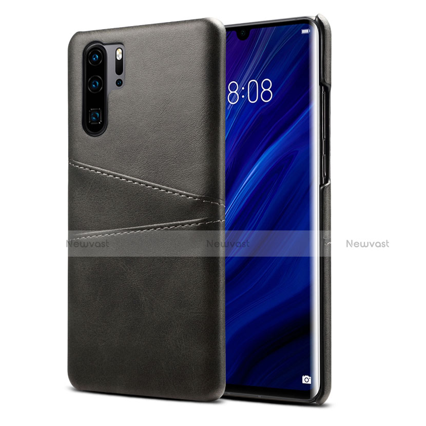 Soft Luxury Leather Snap On Case Cover R05 for Huawei P30 Pro Black