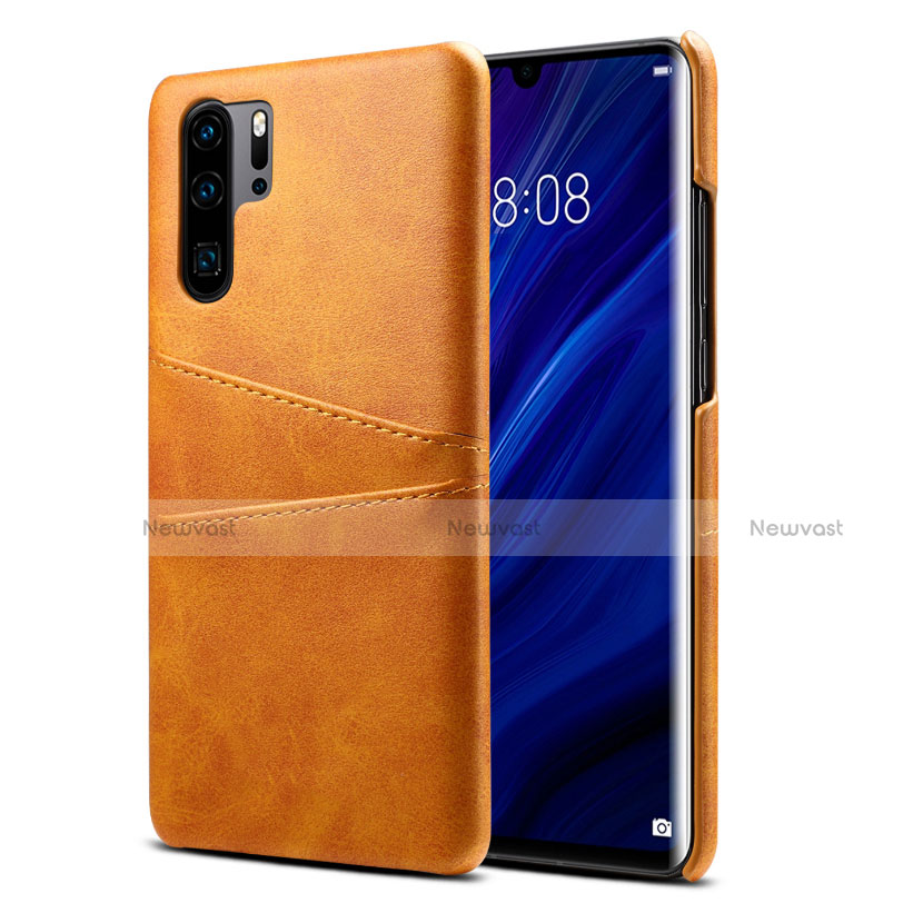 Soft Luxury Leather Snap On Case Cover R05 for Huawei P30 Pro Orange