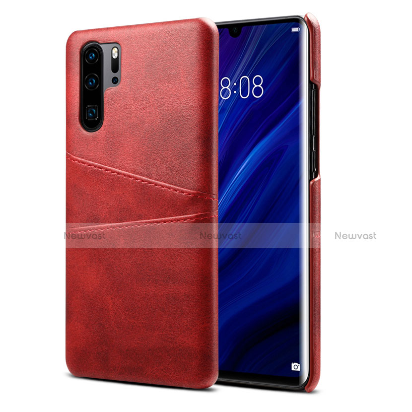 Soft Luxury Leather Snap On Case Cover R05 for Huawei P30 Pro Red