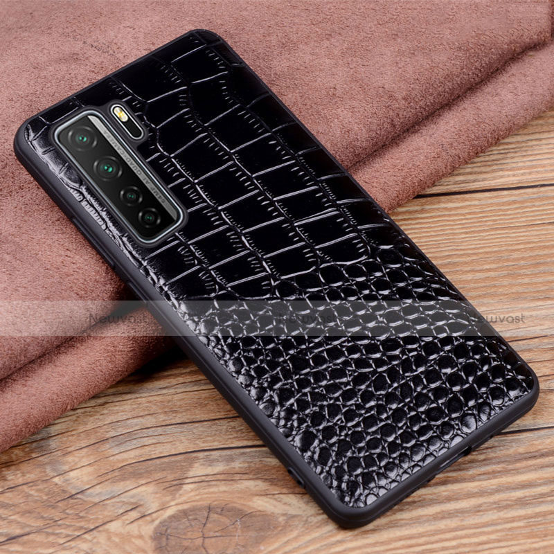 Soft Luxury Leather Snap On Case Cover R05 for Huawei P40 Lite 5G Black
