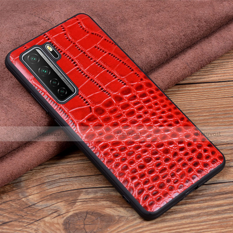 Soft Luxury Leather Snap On Case Cover R05 for Huawei P40 Lite 5G Red