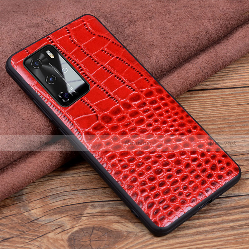 Soft Luxury Leather Snap On Case Cover R05 for Huawei P40 Pro Red