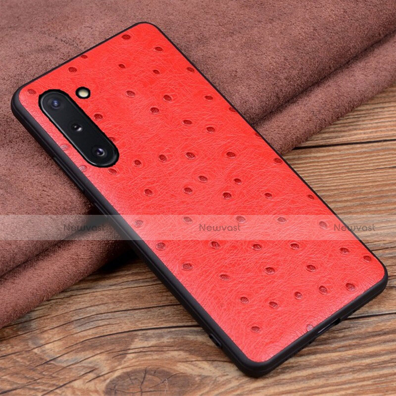 Soft Luxury Leather Snap On Case Cover R05 for Samsung Galaxy Note 10 Red