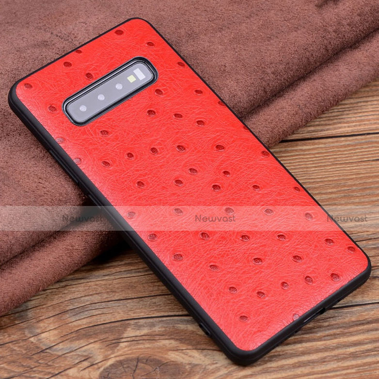 Soft Luxury Leather Snap On Case Cover R05 for Samsung Galaxy S10 5G Red