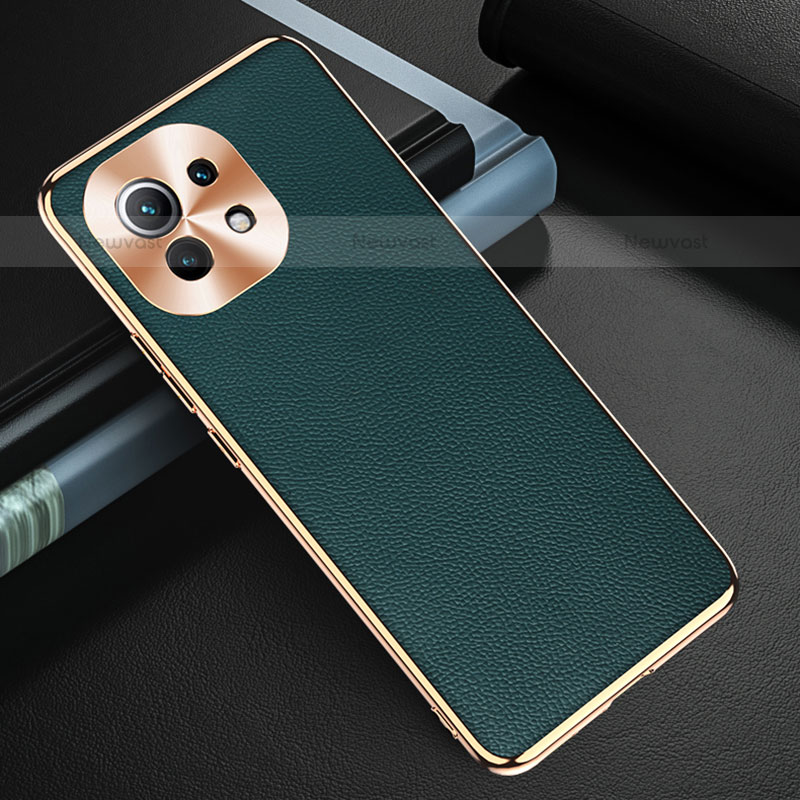 Soft Luxury Leather Snap On Case Cover R05 for Xiaomi Mi 11 5G Green