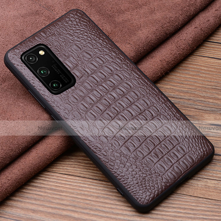 Soft Luxury Leather Snap On Case Cover R06 for Huawei Honor View 30 5G Brown