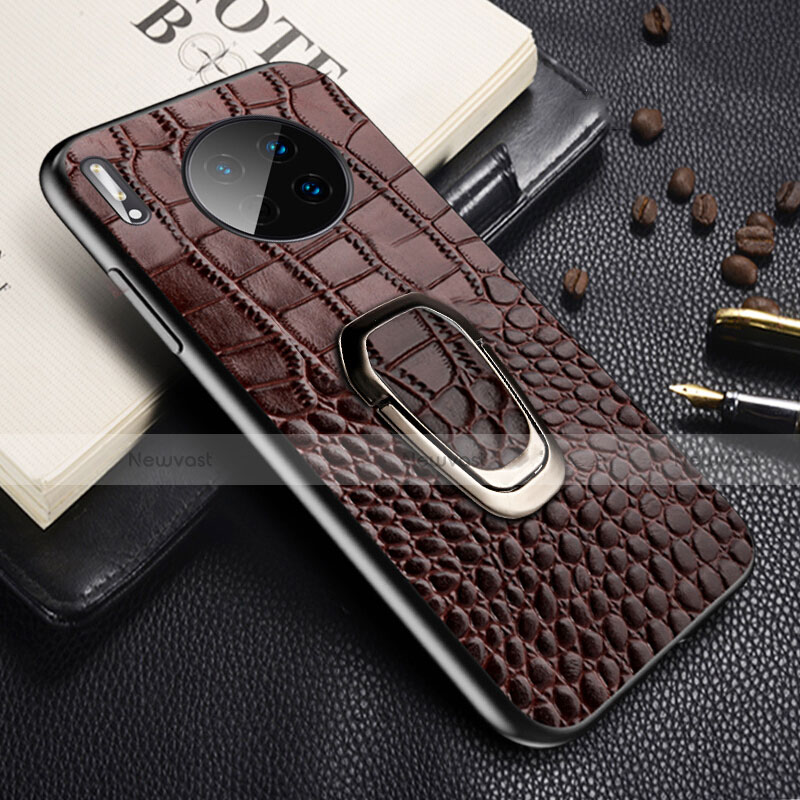 Soft Luxury Leather Snap On Case Cover R06 for Huawei Mate 30 Pro Brown