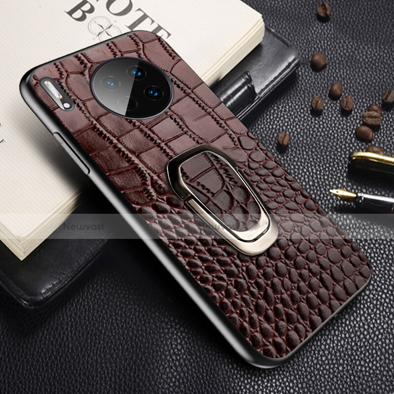 Soft Luxury Leather Snap On Case Cover R06 for Huawei Mate 30E Pro 5G Brown